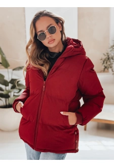 Kurtka damska MISSFROST pikowana z kapturem bordowa Dstreet TY4960