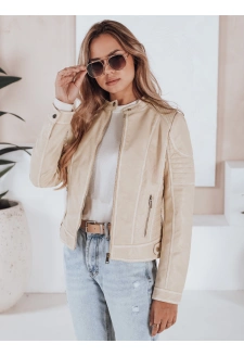 Kurtka skórzana damska ramoneska ROCKMISS beżowa Dstreet TY5226