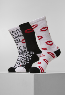 Kiss Socks 3-Pack černá/bílá/červená