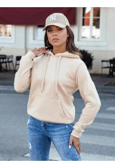 Dámská mikina BASIC s kapucí béžová Dstreet BY1329