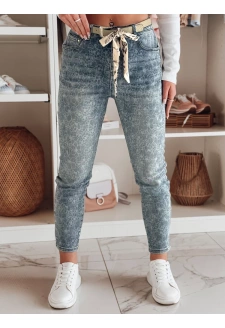 Spodnie damskie jeansowe slim fit z paskiem FLORAJIN niebieskie Dstreet UY2463