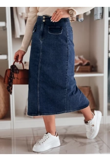 Spódnica damska jeansowa midi z rozcięciem BLUEVIC niebieska Dstreet CY0486