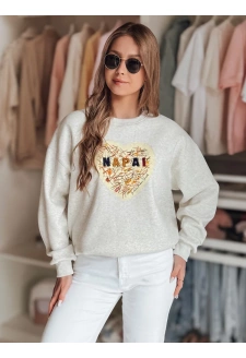 Bluza damska oversize z sercem SERDUCHOVA szara Dstreet BY1440