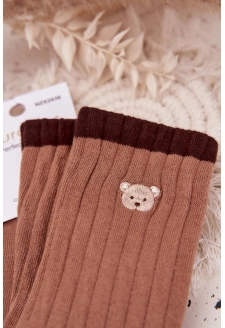 Dámské bavlněné ponožky s malým medvídkem – světle hnědé