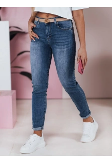 Spodnie damskie jeansowe slim fit średni stan FLEXI granatowe Dstreet UY2389