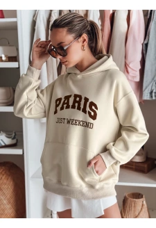 Bluza damska oversize z kapturem PARISSIA beżowa Dstreet BY1457