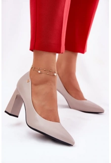 Elegantní dámské lodičky na širokém podpatku Vinceza – šedé