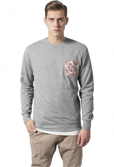 Kontrastní kapsa Crewneck šedá/květinová