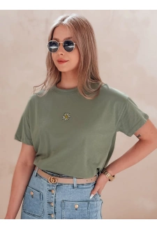 T-shirt damski FLORTA ciemnozielony Dstreet RY2556