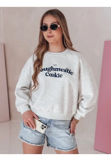 Bluza damska oversize z nadrukiem COOKIES jasnoszara Dstreet BY1444
