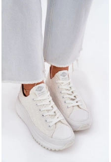 Dámské trampky s výšivkou na platformě Lee Cooper – bílé