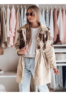 Kurtka damska przejściowa parka FERIPARKA ciemnobeżowa Dstreet TY4876