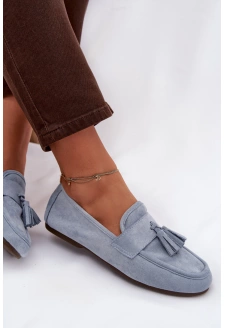 Dámské ploché mokasíny s třásněmi – modré Marilisse