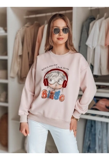 Bluza damska oversize z nadrukiem LALA VIBE różowa Dstreet BY1505