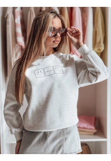 Bluza damska oversize z haftem EASYJOY szara Dstreet BY1517