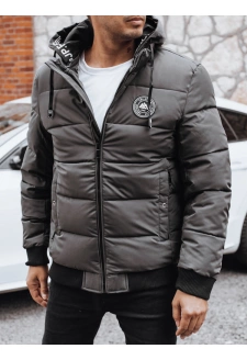 Kurtka męska zimowa pikowana z kapturem szara Dstreet TX5073