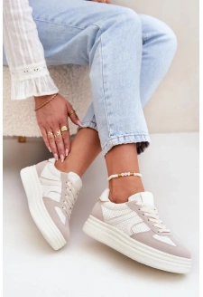 Dámské sneakersy na platformě Lesida – béžové