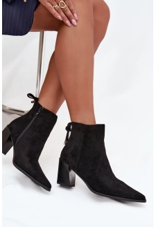 Dámské botky na podpatku s vázáním Halisse – černé