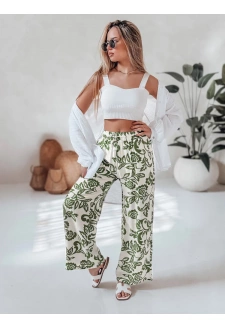 Spodnie damskie wide leg w kwiaty LOVEGARDEN zielone Dstreet UY2656