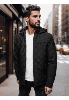 Kurtka męska przejściowa z kapturem czarna Dstreet TX4991