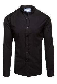 Pánská černá casual košile se stojáčkem Dstreet DX2597