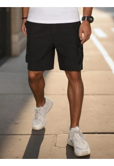 Spodenki męskie materiałowe bojówki czarne Dstreet SX2503