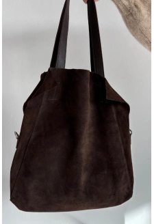 Dámská semišová kabelka shopper Miraya – čokoládová