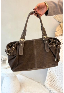 Dámská kožená semišová kabelka Ovelia – tmavě béžová