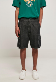 Organic Denim Cargo Shorts černé seprané