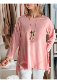 Bluzka damska masełko oversize z wisiorkiem COMFILA różowa Dstreet RY2790