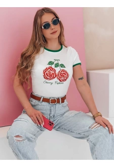 T-shirt damski z cekinami ROSAWIS biały Dstreet RY2845