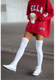 Dámské nadkolenky bavlněné hladké – bílé