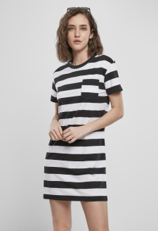 Ladies Stripe Boxy Tee Dress black/white