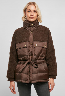 Ladies Sherpa Mix Puffer Jacket brown