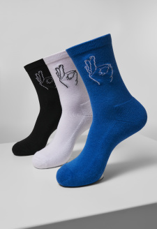 Slané ponožky 3-balení černá/bílá/modrá