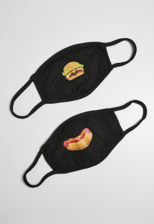 Burger and Hot Dog Face Mask 2-Pack black