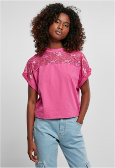 Ladies Short Oversized Lace Tee brightviolet
