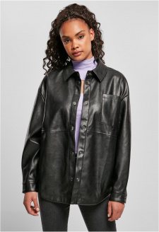 Ladies Faux Leather Overshirt black