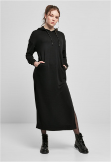 Ladies Modal Terry Long Hoody Dress black