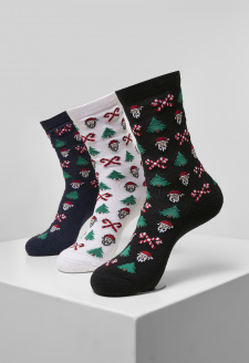Grumpy Santa Christmas Socks 3-Pack black/navy/white