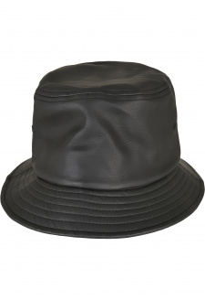 Imitation Leather Bucket Hat black