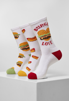 Ponožky Burger Hot Dog 3-Pack bílé