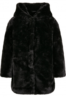 Dívčí Teddy Coat s kapucí černý