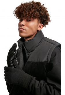 Pletené rukavice ze syntetické kůže černé