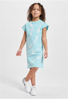 Dívčí šaty s kravatou Dye aquablue
