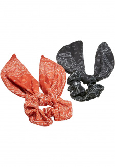Bandana Print Scrunchies With XXL Bow 2-Pack orange/black