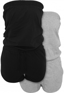 Ladies Hot Jumpsuit 2-Pack heather grey+black