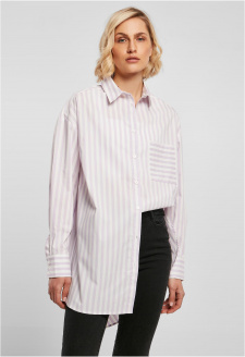 Ladies Oversized Stripe Shirt white/lilac