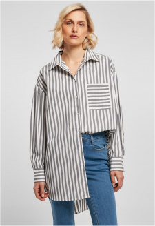 Ladies Oversized Stripe Shirt white/darkshadow