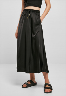 Ladies Satin Midi Skirt black